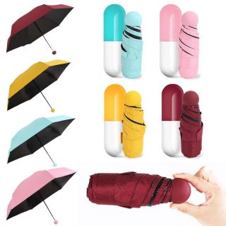 Ultra Mini UV Coated 4-Fold Travel Capsule Umbrella