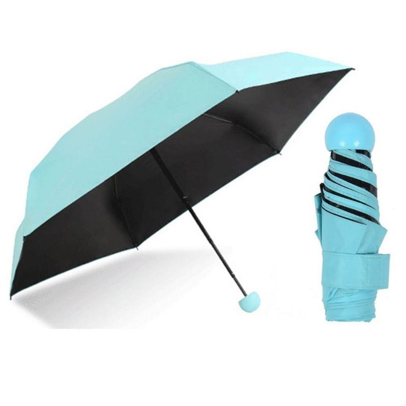 Ultra Mini UV Coated 4-Fold Travel Capsule Umbrella – Turquoise